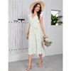 Coolmee Women's Cross Neck Ruffle Flying Short Sleeve Floral Dress Summer Sun Beach With Waist Belt Midi Dress - 2 of 4