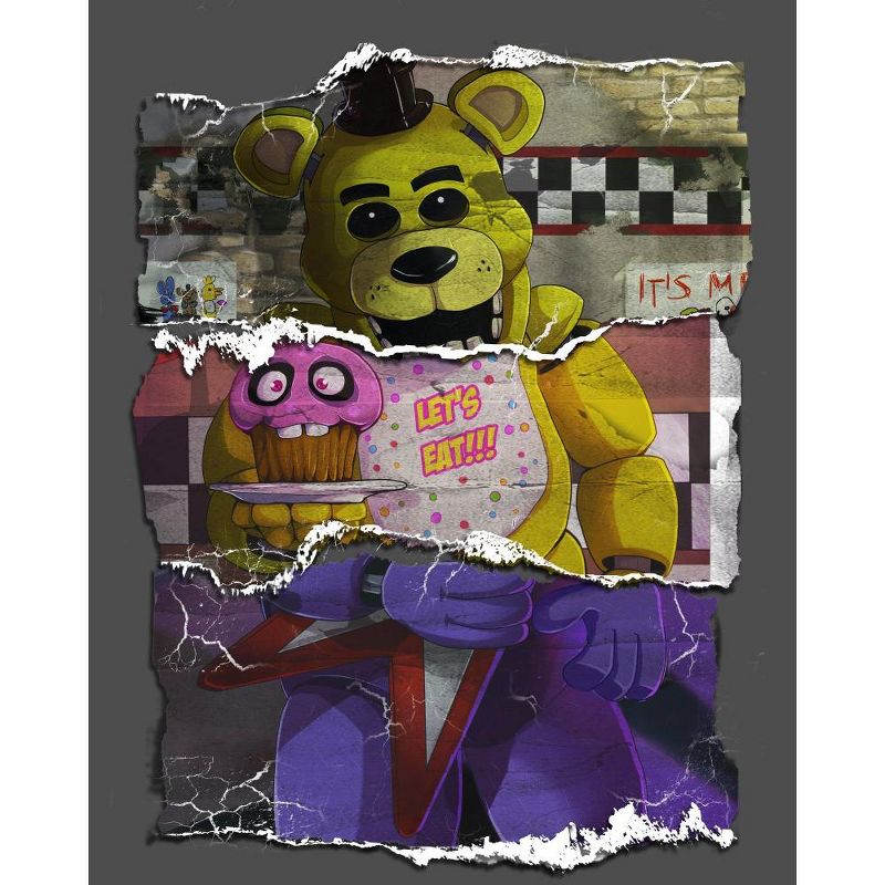 Five Nights at Freddy's Animatronic Collage Art Boy's Charcoal Heather T-shirt, 2 of 4