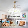 Wanze of Ocean 42 in. Smart Gold Solid Wood White Blades 2-Size Downrod Mount Standard Ceiling Fan with 3-Color Dimmable LED Light - 4 of 4