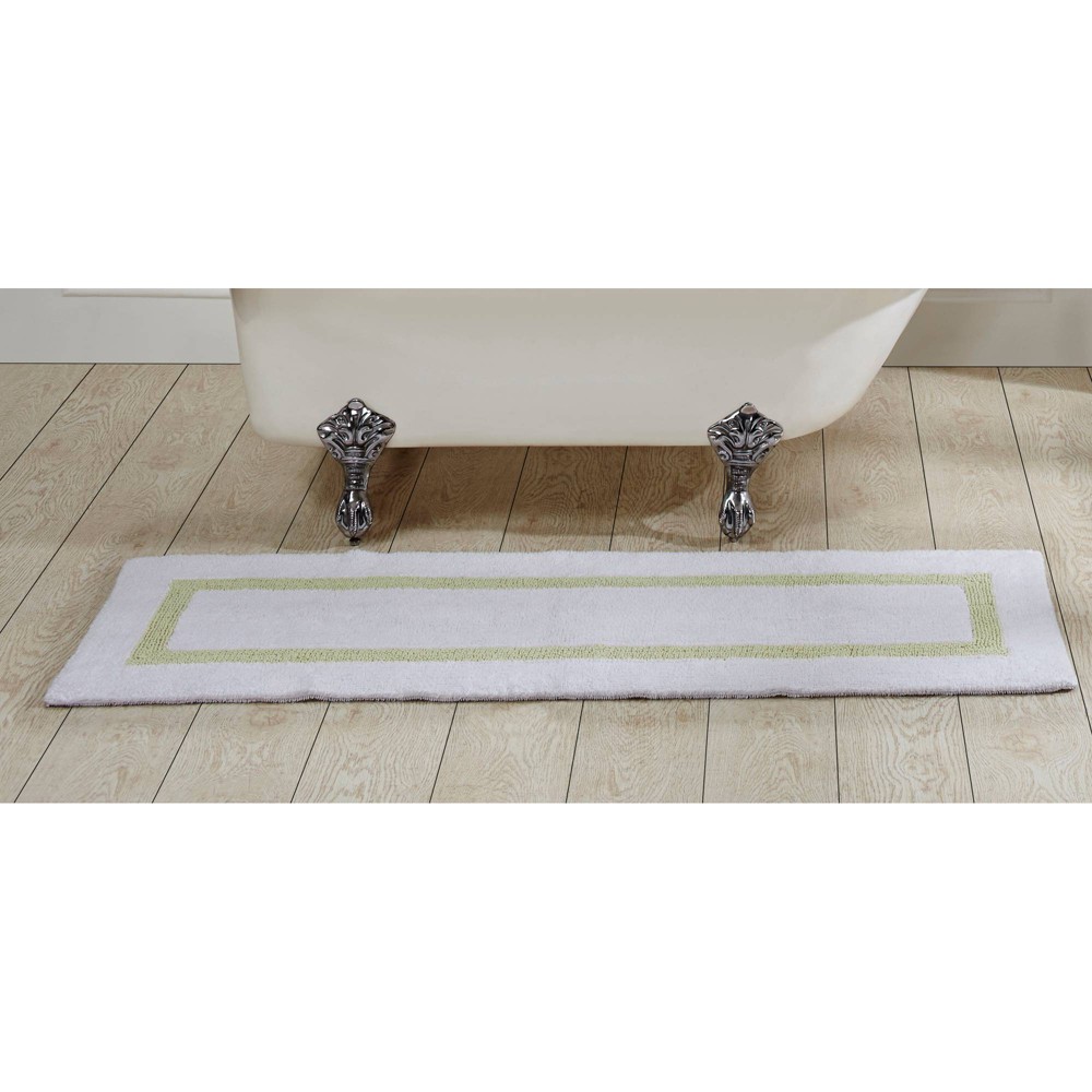 20inx60in Hotel Collection Bath Rug White/Sage - Better Trends