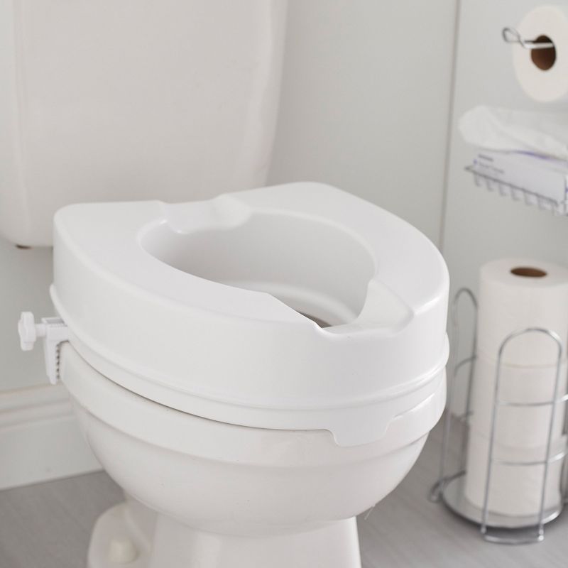 McKesson White Plastic Raised Toilet Seat 4" Height up to 400 lbs, 3 of 4