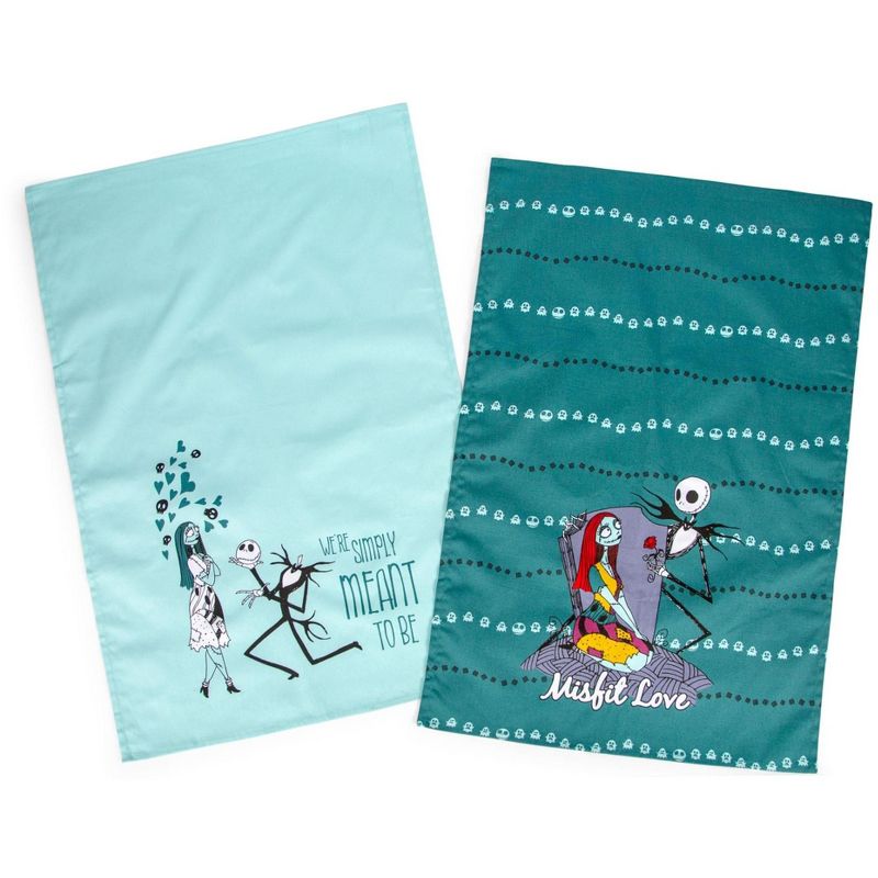 Ukonic Nightmare Before Christmas Jack and Sally Cotton Kitchen Hand Towels | Set of 2, 1 of 7