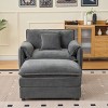 Oversized Recliner Armchair with Ottoman, Chenille Upholstered Modular Lounge Chair for Living Room Bedroom-3irtyhousy - 2 of 4