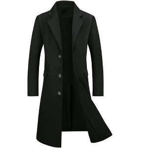 INSPIRE CHIC Men's Single Breasted Notched Lapel Winter Long Overcoat - 1 of 4