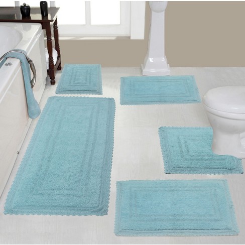 Home Weavers Classy Bathmat Collection - Absorbent Cotton Soft Bath Rug Machine Washable 21 inchx54 inch Aqua Size 21 x 54 Blue