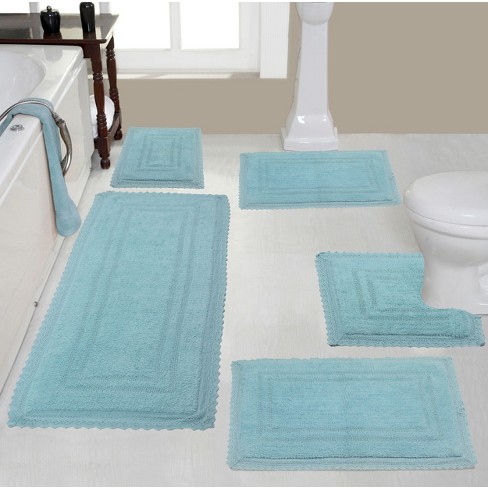 Home Weavers Classy Bathmat Rugs 4 Piece Set - Aqua