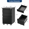 GustoWave 3 Drawer File Cabinet with Lock and Wheels, 24" Office Lateral Filing Cabinet Metal Filing Cabinet with Adjustable Shelf, Black - 2 of 4