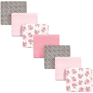 Little Treasure Baby Girl Cotton Flannel Receiving Blankets, Rose Leopard 7-Pack, One Size - 1 of 2