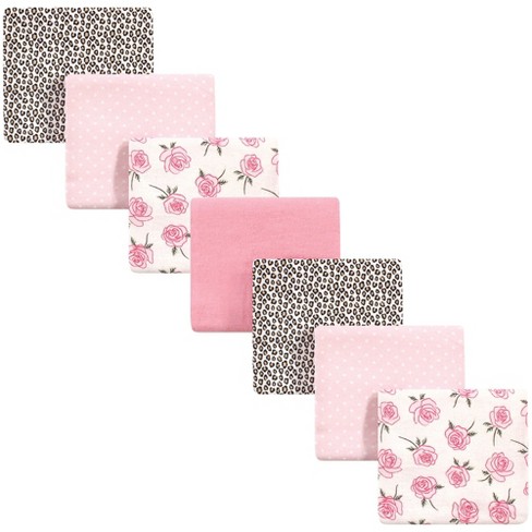 Little Treasure Baby Girl Cotton Flannel Receiving Blankets, Rose Leopard 7-Pack, One Size - image 1 of 2