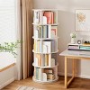 5 Tier Spinning Bookshelf with Drawer Modern Space-Saving Storage for Living Room or Study 18.11in x 59.05in -Cuddlewood - 2 of 4
