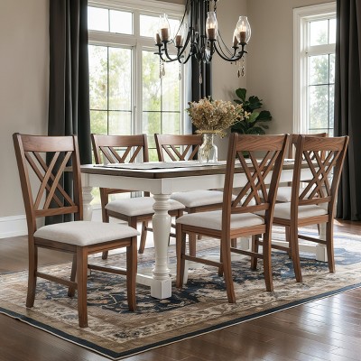 Subrtex Solid Wood dining Chair Cross Back Upholstered Side Chair (Set of 2)