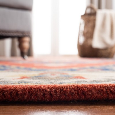 Hand-Tufted Ivory and Rust Wool Rectangular Area Rug