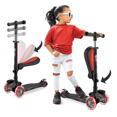 Hurtle ScootKid 3-Wheel Toddler Toy Scooter with LED Lights, Ages 1+, Fold-Out Seat