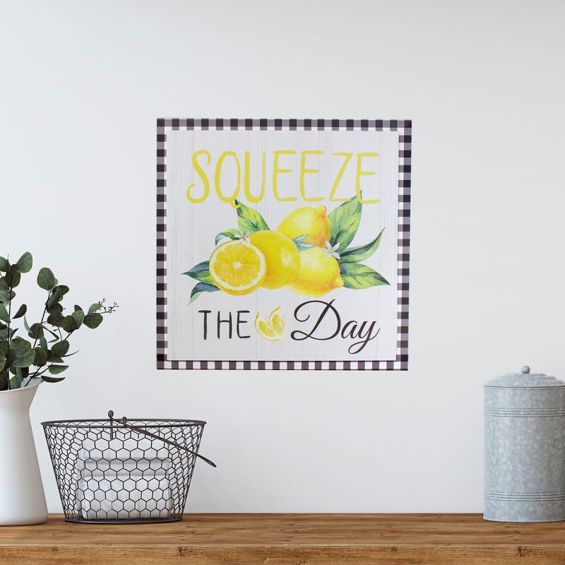 Northlight White and Black Gingham "Squeeze the Day" Decorative Lemon Wall Art 13.75", 2 of 4