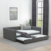 Daybed With Trundle Velvet Upholstered Tufted Sofa Bed,Arms With Button And Copper Nail,Full Daybed For Bedroom,Living Room,Guest Room-Cuddlewood - 2 of 4