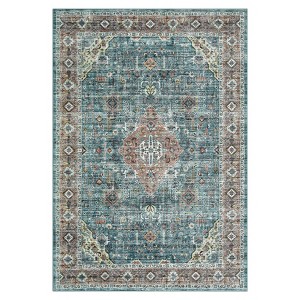 Washable Vintage Printed Rug Non Slip Low Pile Rug Soft Throw Floor Cover Foldable Indoor Carpet for Living Room Bedroom Playroom Nursery - 1 of 4