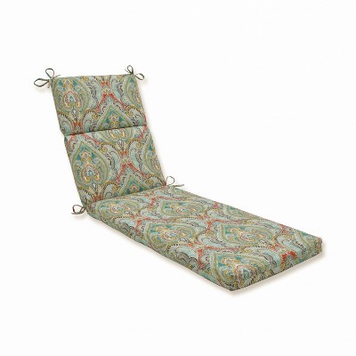 Pretty Witty Reef Outdoor Chaise Lounge Cushion Blue - Pillow Perfect: Weather-Resistant, Fade-Resistant, Polyester Fiber Fill