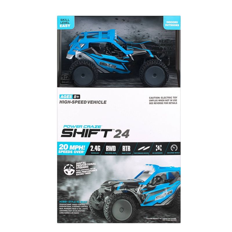 Power Craze Shift 24 High Speed RC Buggy 1:24 Scale - Blue, 4 of 9