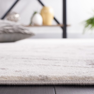Gray and Beige Abstract Hand-Knotted Synthetic Area Rug