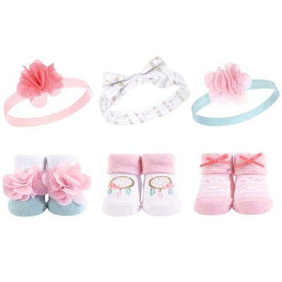 Hudson Baby Infant Girl Headband and Socks Giftset 6pc, Dream Catcher, One Size