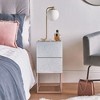 Nightstand With 2 Drawers, Stainless Steel Base Bed Side Table, Marble Pattern Bedroom End Table, Small Night Stands For Living Room Entryway - 3 of 4