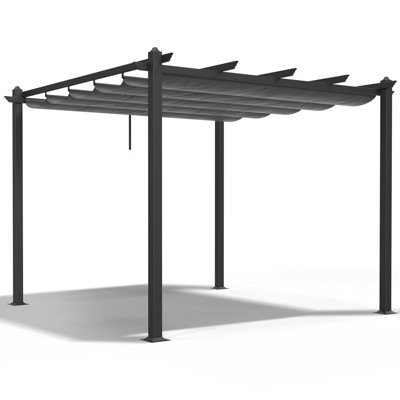 VINGLI 10’x 10' Outdoor Pergola Retractable Aluminum Pergola Canopy with Adjustable Roof, Patio Pergola for Deck, Porch, Garden, Yard