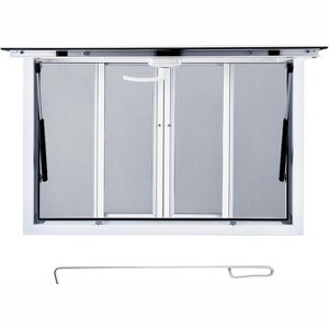 Aluminum Concession Serving Window, Four Horizontal Sliding Screens, Awning Door, Drag Hook, Service Window for Food Truck or Stand - 1 of 4