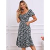 INSPIRE CHIC Women's Floral Sweetheart Neck Puff Short Sleeve A-Line Midi Dress - 2 of 4