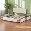 Queen Size Upholstered Platform Bed Frame with Button Tufted Headboard and 4 Storage Drawers, No Box Spring Needed - 4 of 4