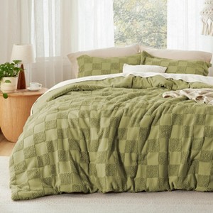 2/3 Pcs Boho Tufted Bedding Checkered Farmhouse Shabby Chic Bed Set - 1 of 4