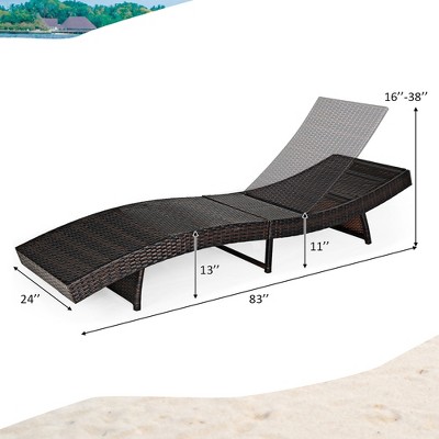 Adjustable Black Plastic Armless Chaise Lounge with White Cushions