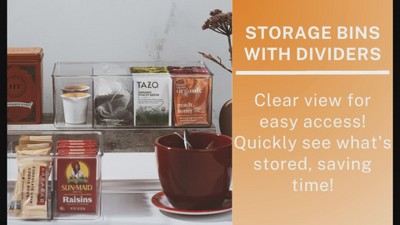 Clear Plastic 4-Compartment Organizer Bins for Kitchen & Pantry