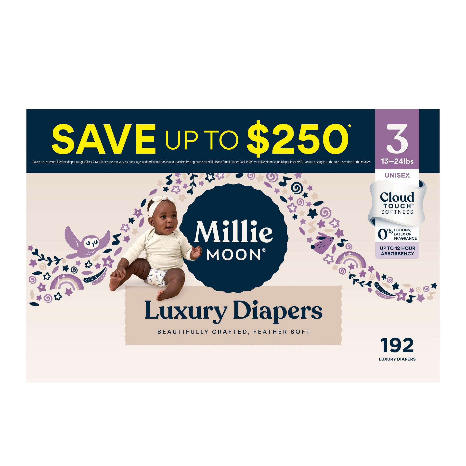 Millie Moon Luxury Diapers - Size 3 - 192ct