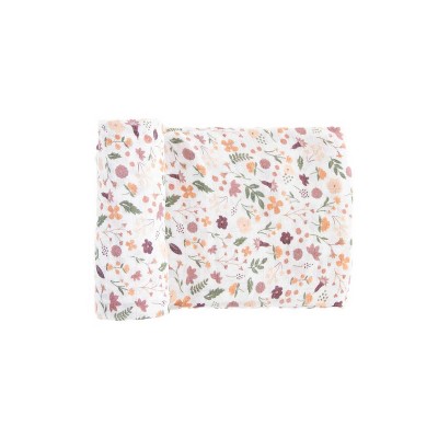 Red Rover Organic Cotton Muslin Swaddle Blanket Single - Mauve Meadow