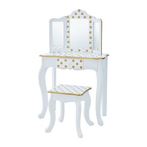 Fantasy Fields Gisele Polka Dot Kids Vanity Table & Stool with LED - 1 of 4