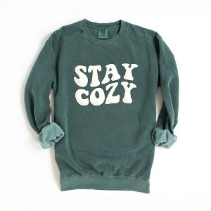 Simply Sage Market Women's  Garment Dyed Graphic Sweatshirt Stay Cozy Puff Print - 1 of 4