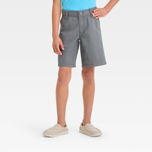 Boys' Quick Dry Flat Front 'at The Knee' Chino Shorts - Cat & Jack™ Gray 14  Slim : Target