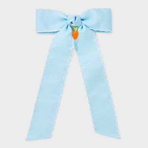 Easter Solid Headband with Carrot Icon Bow Hair Clip - Blue/Orange - 1 of 3