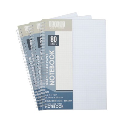 Bright Creations 3 Pack Grid Lined Notebook Set, 80 B5 Graph Paper Sheets for Math, Engineering