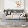 TIRAMISUBEST Full Size Daybed with 3 Drawers, USB Ports and Desk, Storage Wooden Bed Frame with Multiple Shelves - 3 of 4