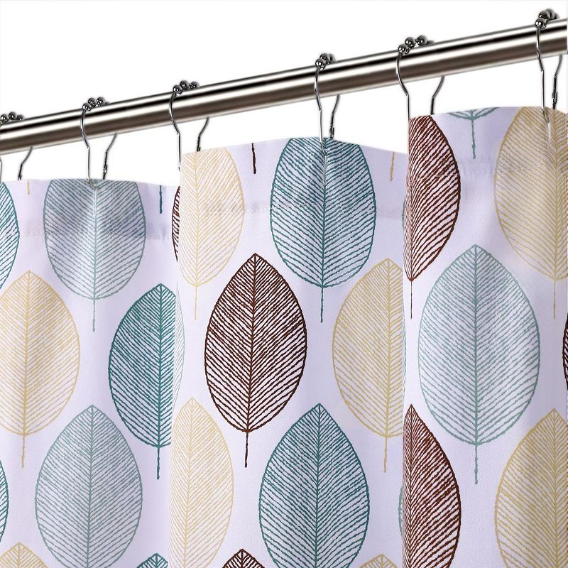 Shower Curtain Scandi Leaf Print Bathroom Shower Curtain, 3 of 6