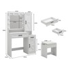 Makeup Vanity Desk with Mirror, Outlet, Jewelry Cabinet & Stool, 3 Lighting Colors - 2 of 4
