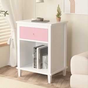 Rbied 26.77''H Wooden Nightstand with Drawer and Open Shelf for Kids, Adults - 1 of 4