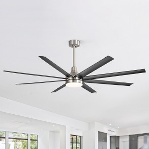 Airsurfer 72" Black Windmill Ceiling Fan with Color-Changing LED Light & Remote, 8 ABS Blades for Large Rooms, DC Motor, 7''&12'' Downdods - 1 of 4