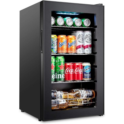 Beverage Refrigerator 85 Can Mini Fridge Glass Door for Beer Soda