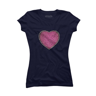 Junior's Design By Humans Heart maze By alnavasord T-Shirt