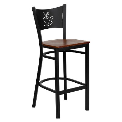 Flash Furniture Black Coffee Back Metal Restaurant Barstool