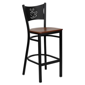 Flash Furniture Black Coffee Back Metal Restaurant Barstool - 1 of 4