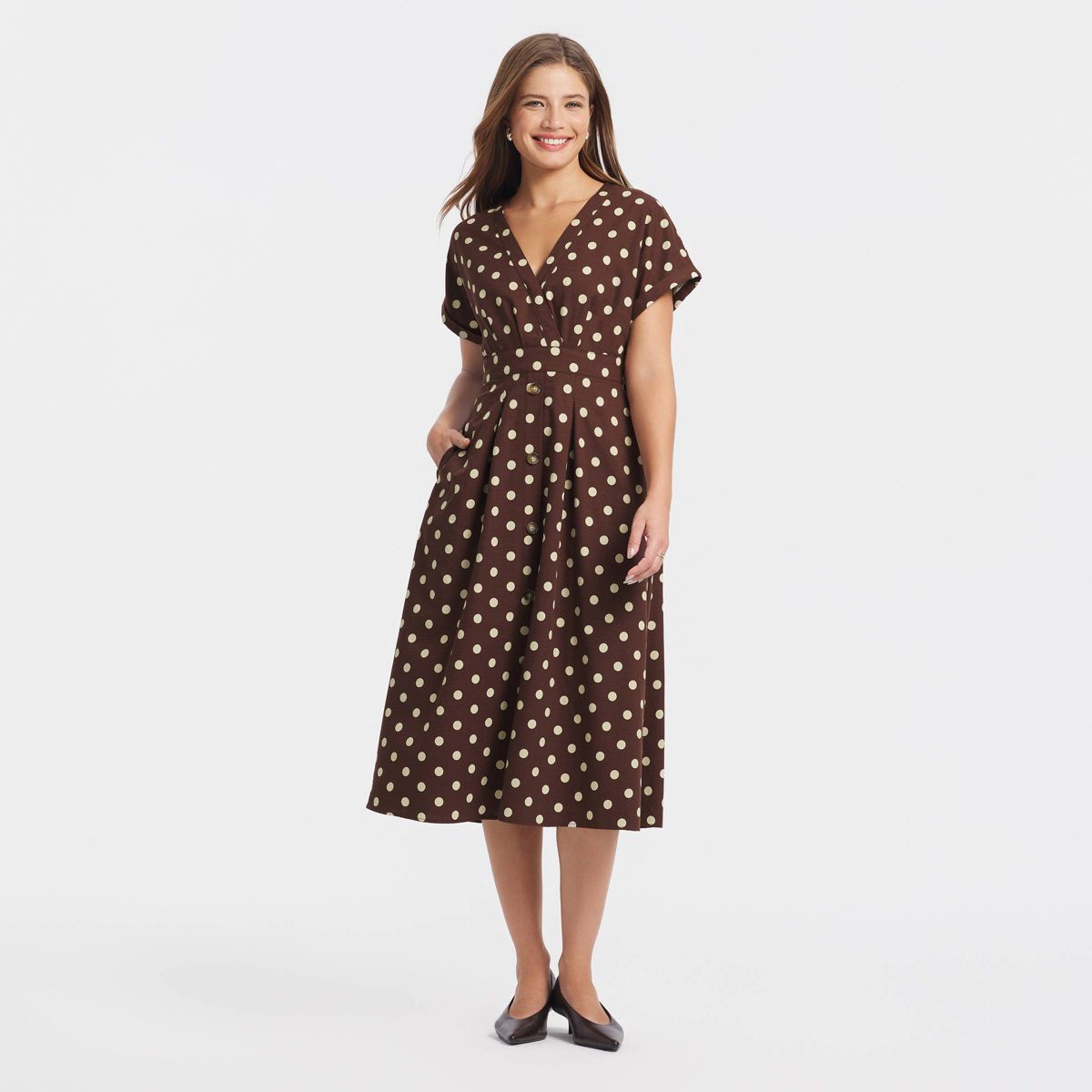 Women's Short Sleeve Midi Wrap Dress - A New Day™