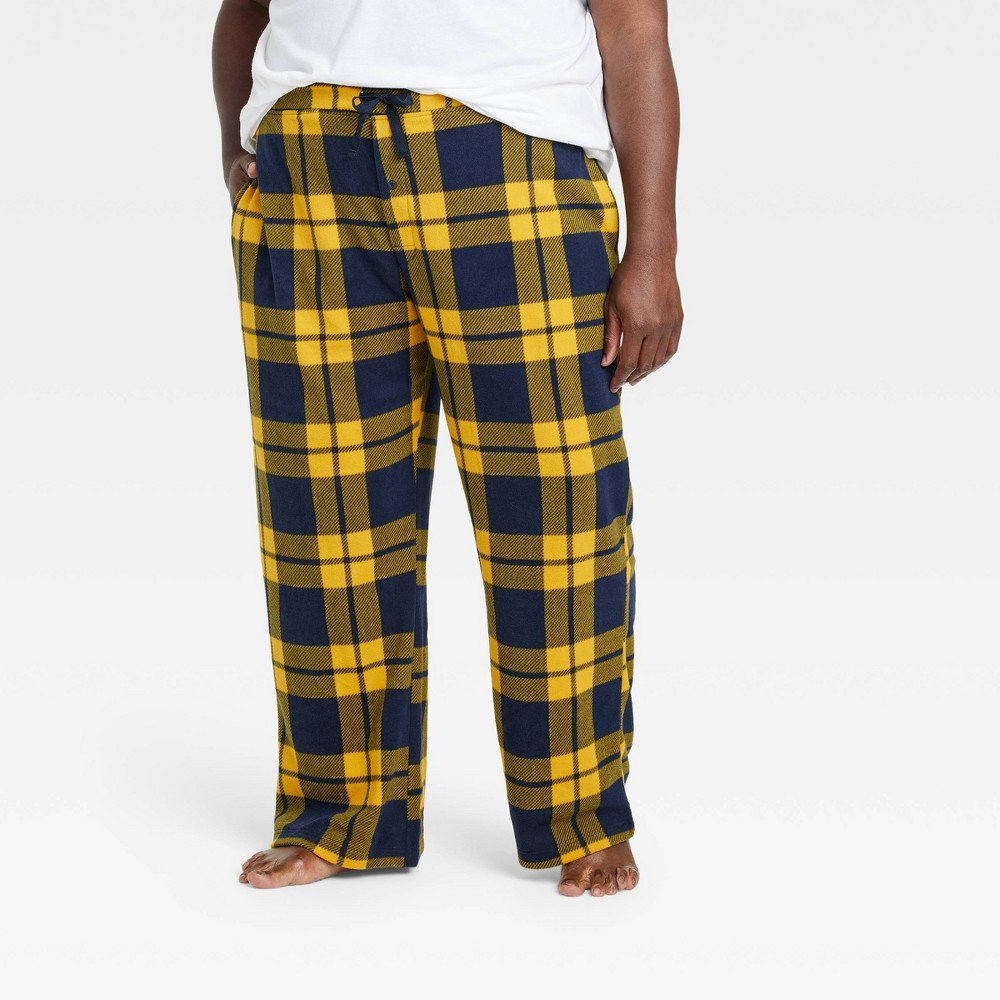 Photos - Other Textiles Men's Big & Tall Plaid Microfleece Pajama Pants - Goodfellow & Co™ Gold 2X